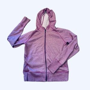 Patagonia Cloud Stack Purple Zip Front Hoodie Sweatshirt Thumb Holes Size XL